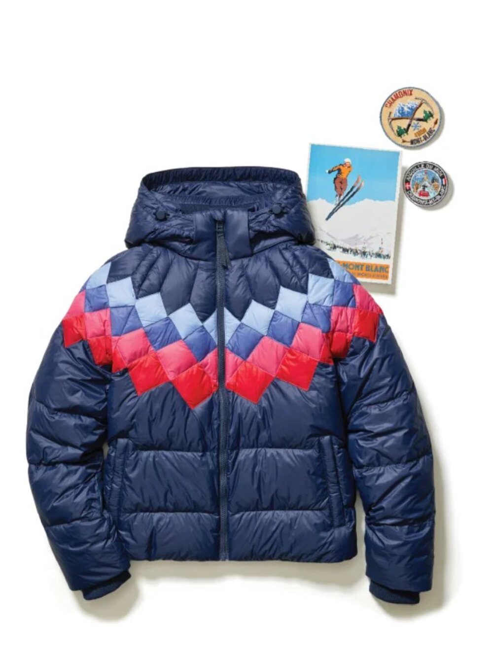 MARINE LAYER Archive Sierra Down Puffer Jacket Retro Navy Argyle Winter Coat M L